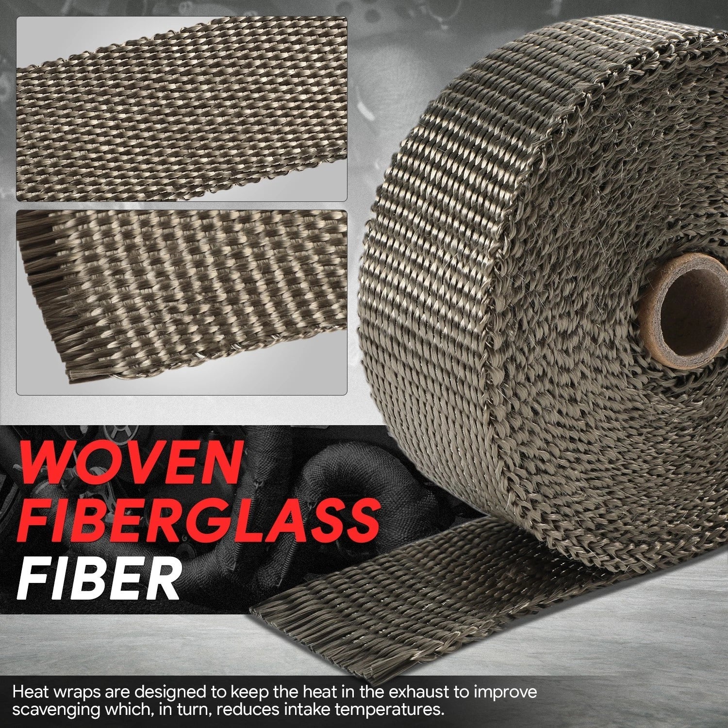 2" Wide Exhaust Header Wrap for Universal Applications (30Ft, 5PC Ties)