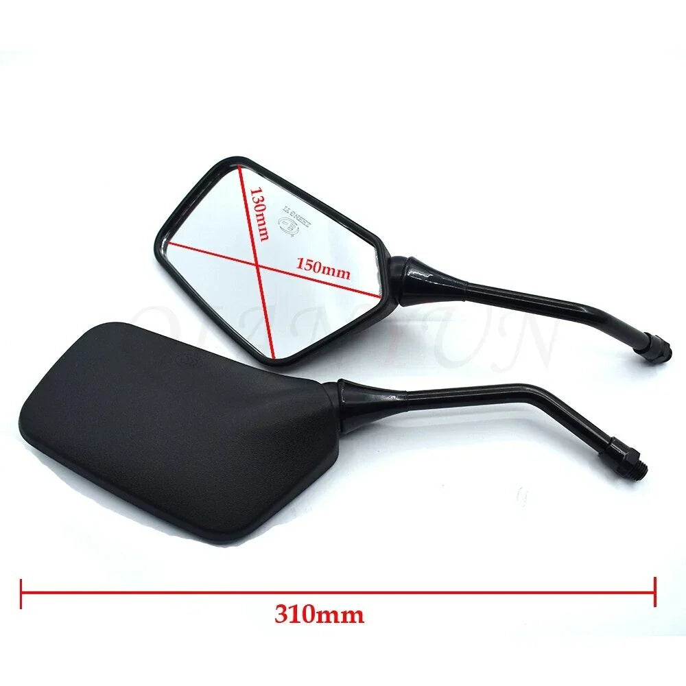 10mm Motorcycle Rearview Mirrors Black for Honda Suzuki Kawasaki