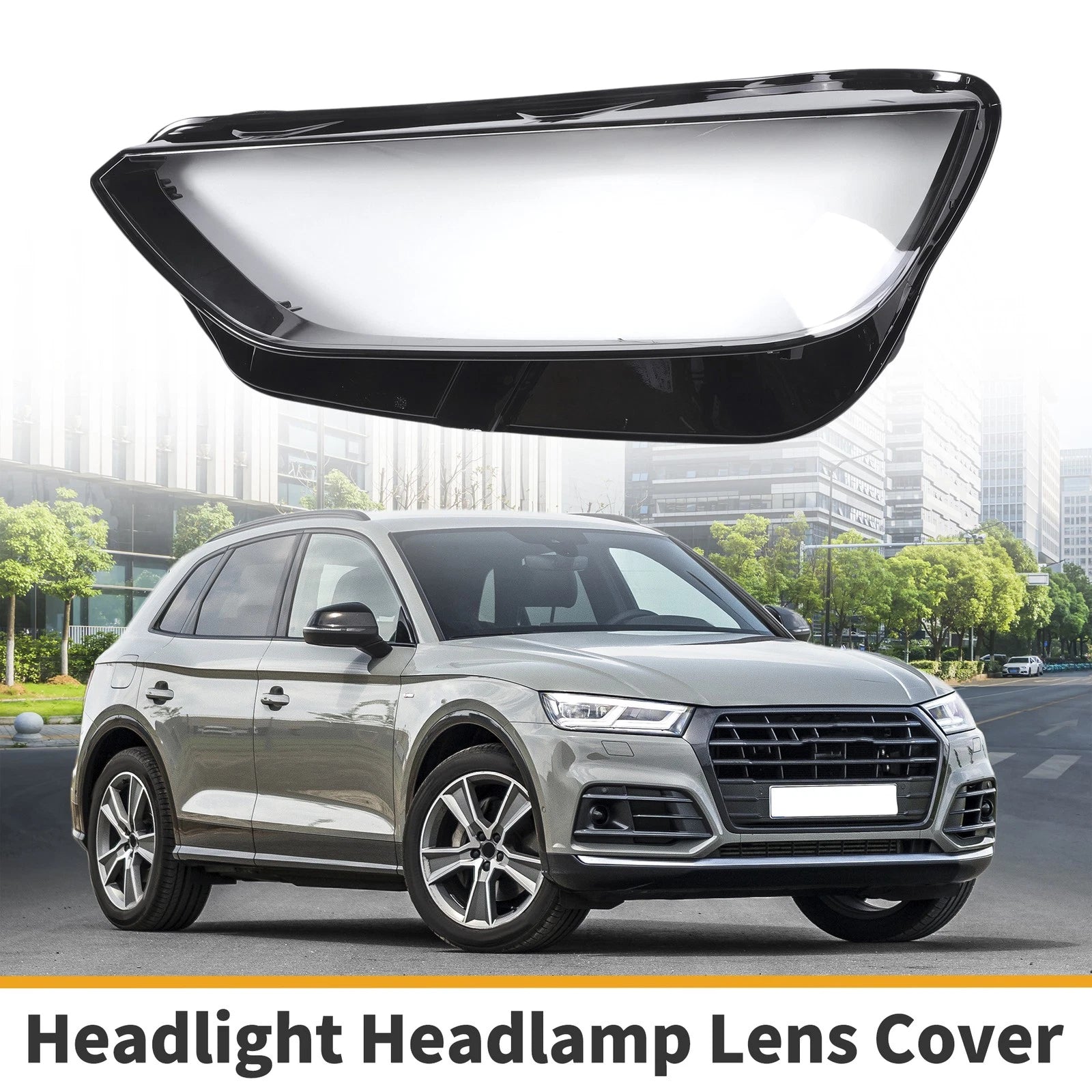 1 Pc Headlight Lens Cover for Audi Q5 (2021–2022) Clear Black