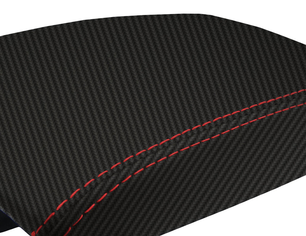 Console Lid Armrest Cover for Mazda 3 (2010–2013) Carbon Fiber Red Stitch