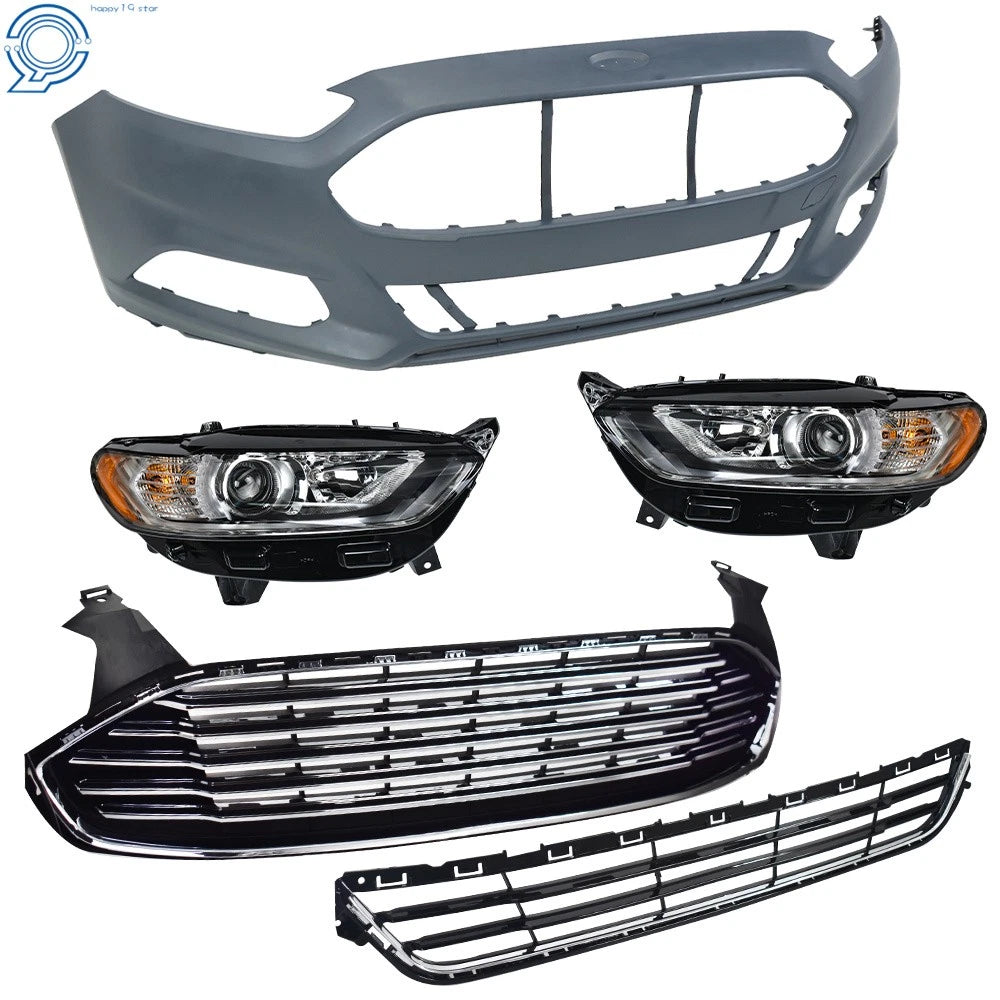 Headlight, Grille & Bumper Cover Kit for Ford Fusion (2013–2016)