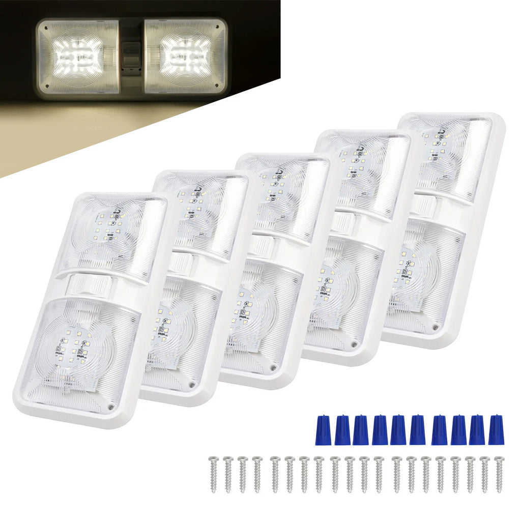 5X LED Ceiling Light Fixture for RV Camper Trailer Marine (12V)