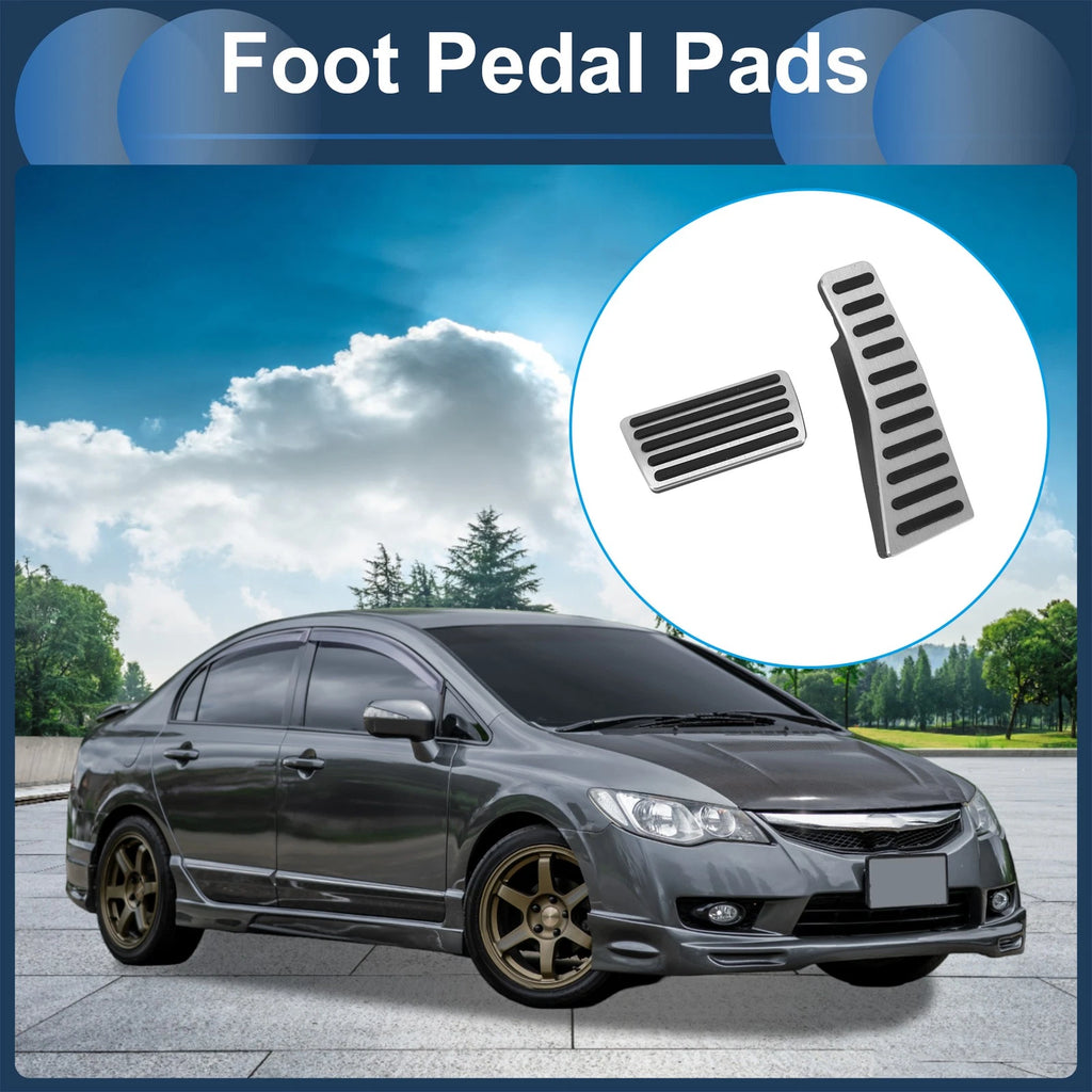 2X Foot Accelerator Pedal Covers for Honda Civic (2006–2009) Silver Tone