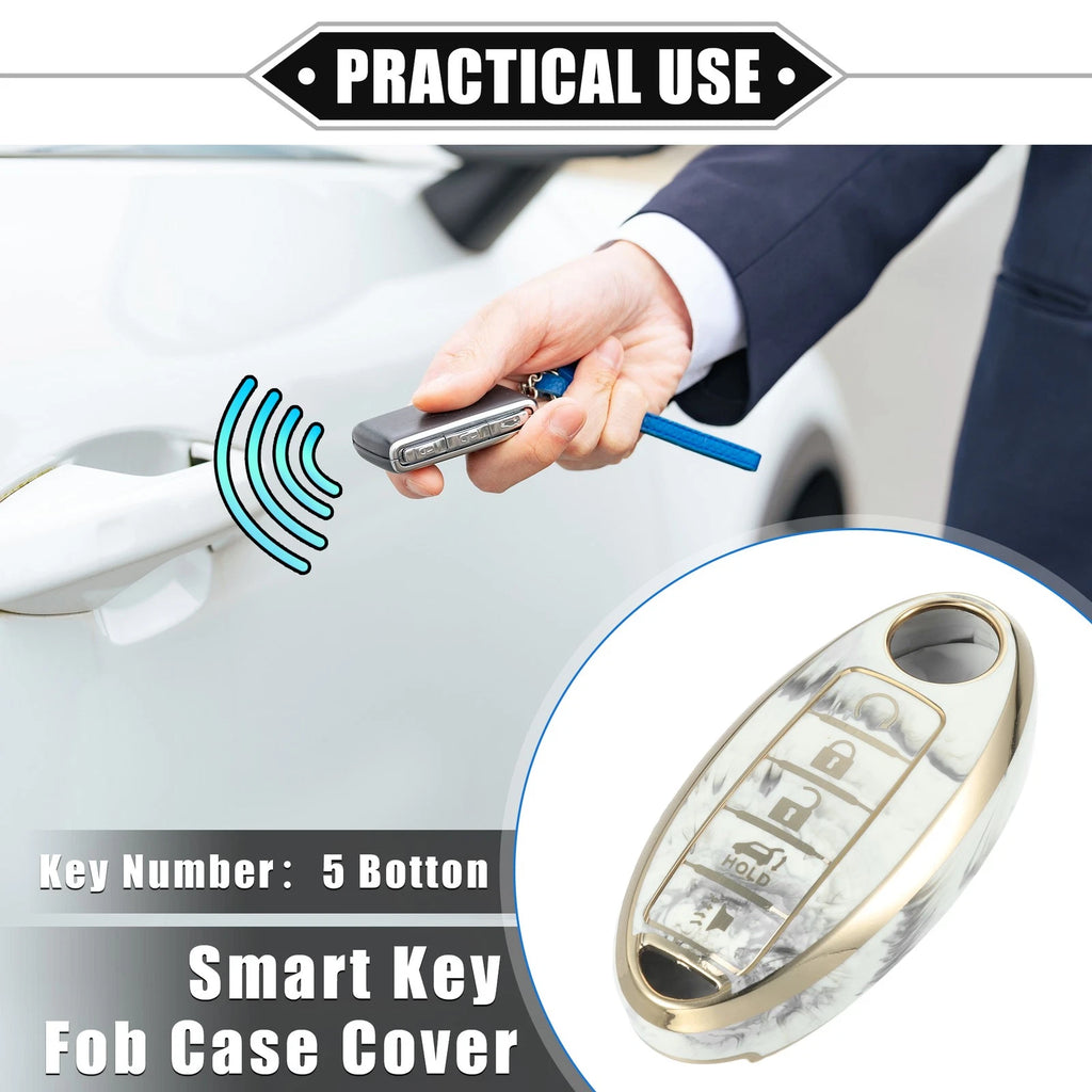 5 Button Smart Key Fob Cover for Nissan Altima Maxima Infiniti (2013–2021) TPU Gray