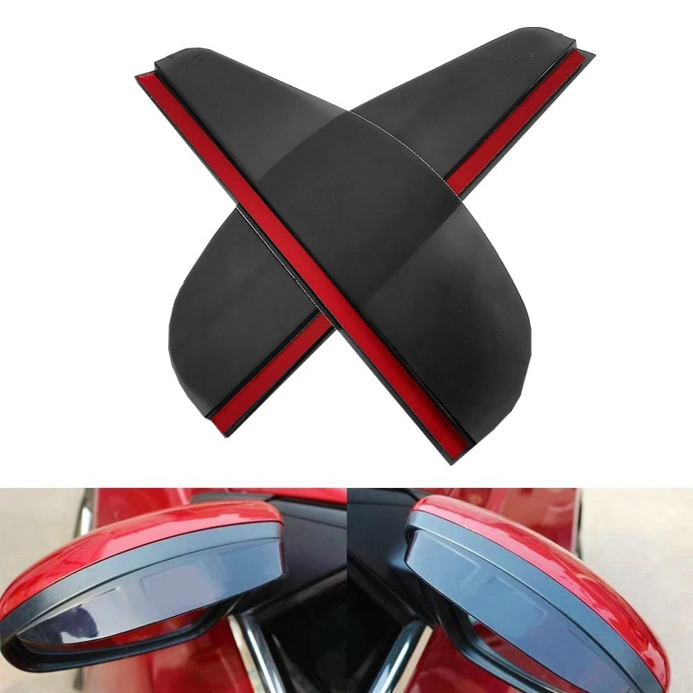 2X Black Rear Side Mirror Eyebrow Guard for Car (Universal Fit)
