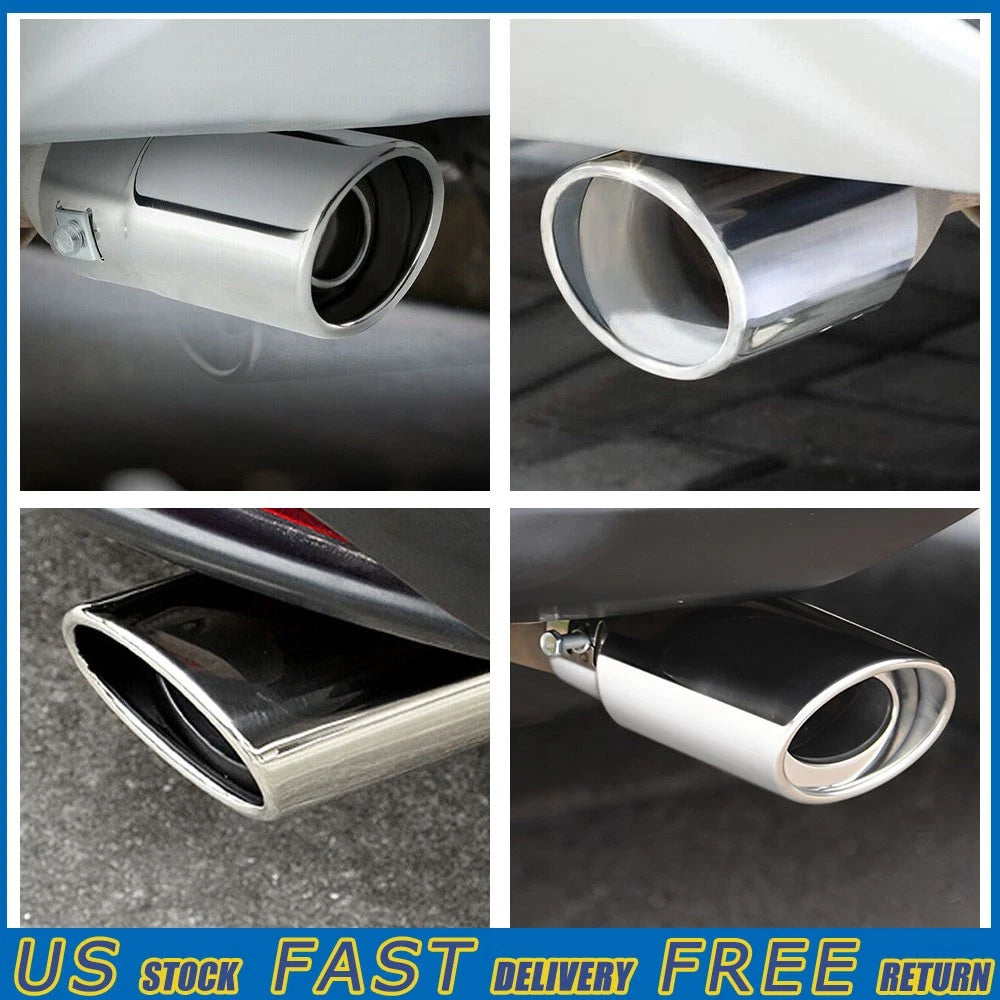 Universal Chrome Exhaust Tail Pipe Muffler Tip - Stainless Steel