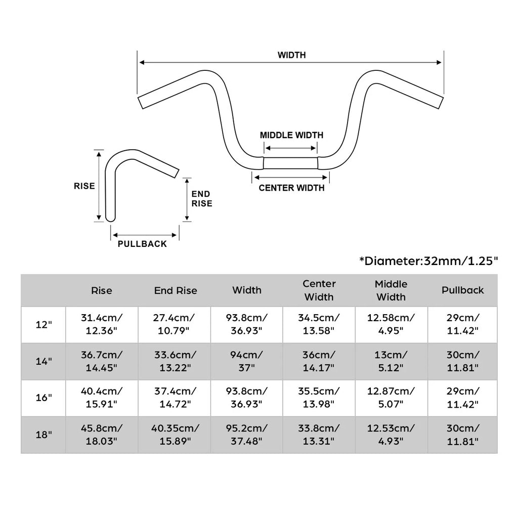 Ape Hanger Handlebars 1-1/4" for Harley Touring Glide (2012–2016)