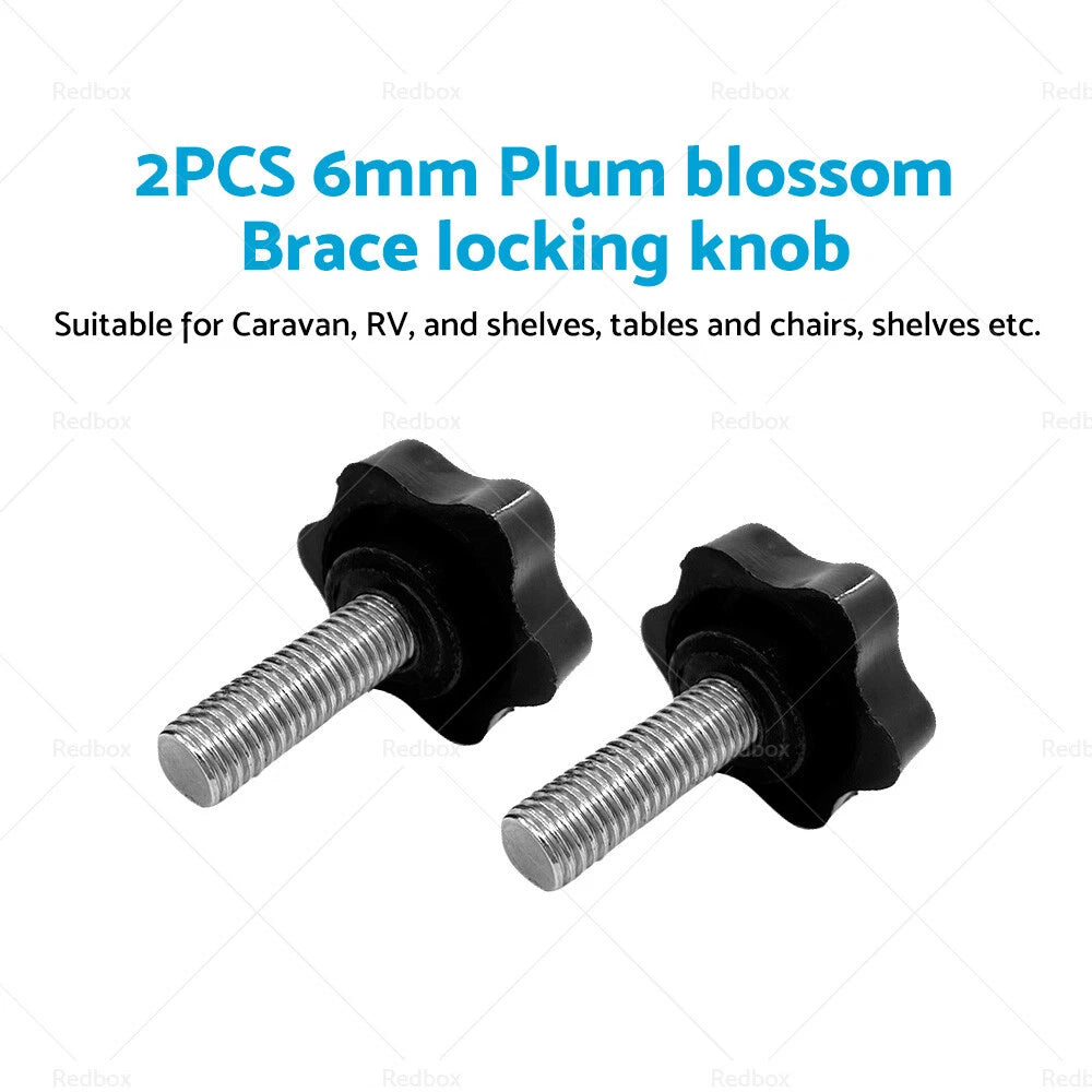 Pair of 6mm Awning Locking Knobs for Caravan RV