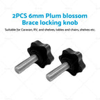 Pair of 6mm Awning Locking Knobs for Caravan RV