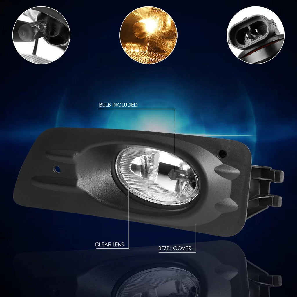 OE Style Clear Lens Front Fog Lights + Switch + Wire for Honda Accord (2006–2007)