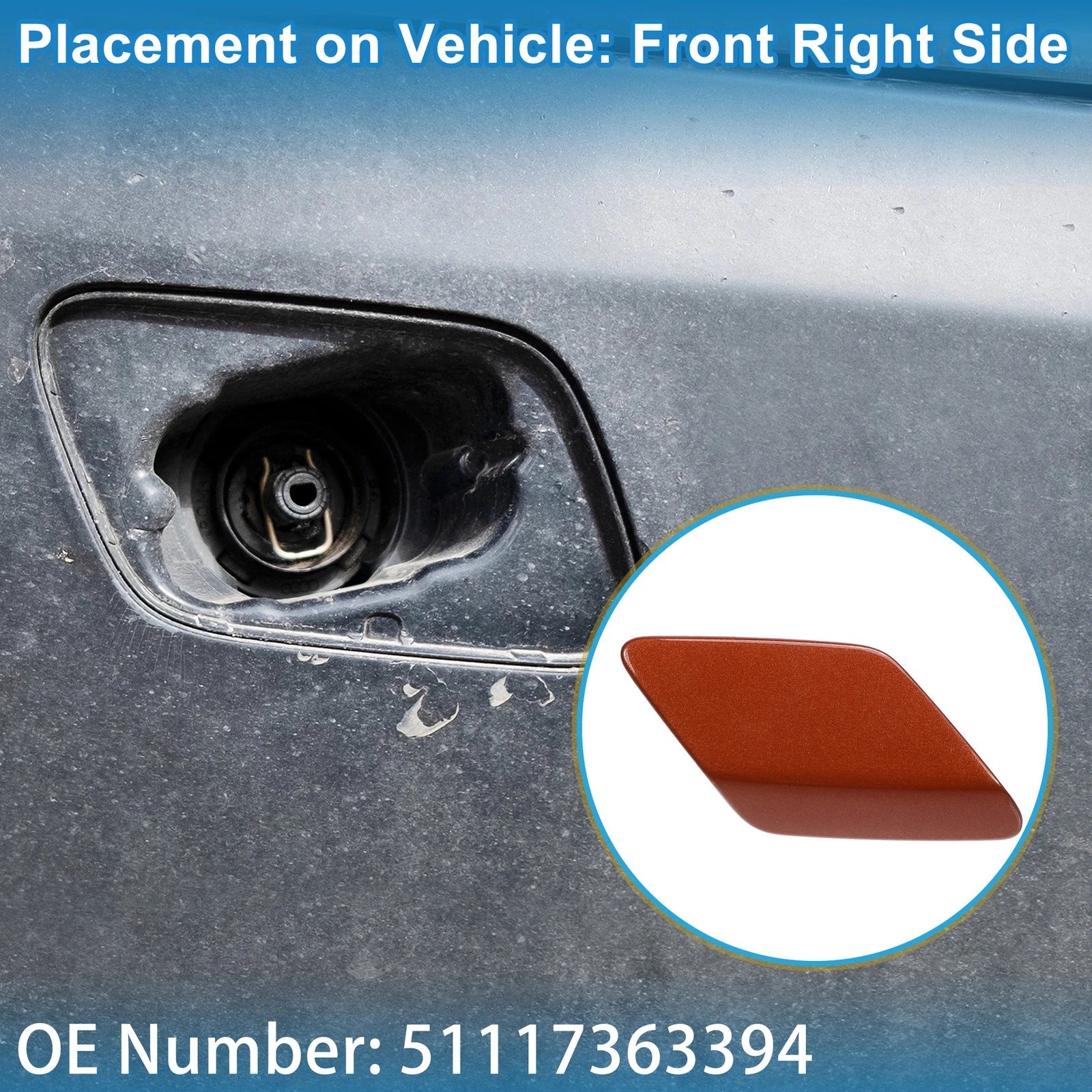 Front Right Washer Nozzle Cover Cap No. 51117363394 for BMW 428i (2014–2016) Red