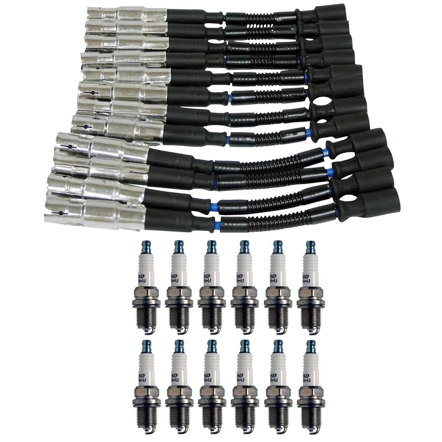 NGK Wire Set & Denso Spark Plugs Kit for Mercedes W163 ML320 W210 E320 (1998–2005)