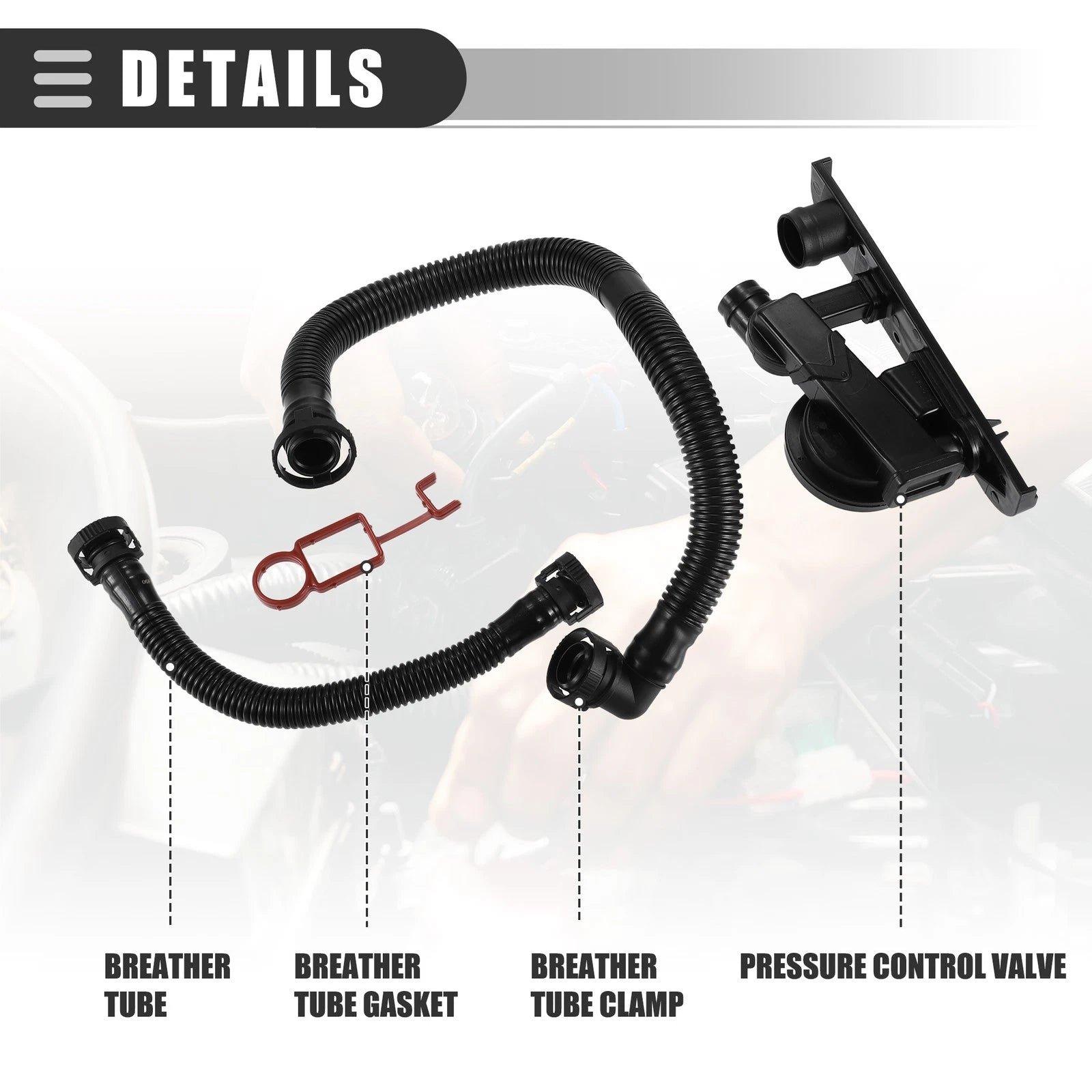 Engine Crankcase Vent Hose Kit for Volkswagen Rabbit (2006–2007) No. 06F129101P