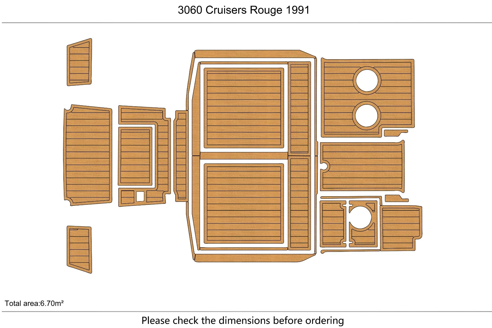 EVA Foam Teak Deck Flooring Mat for Cruisers Rouge 3060 (1991)