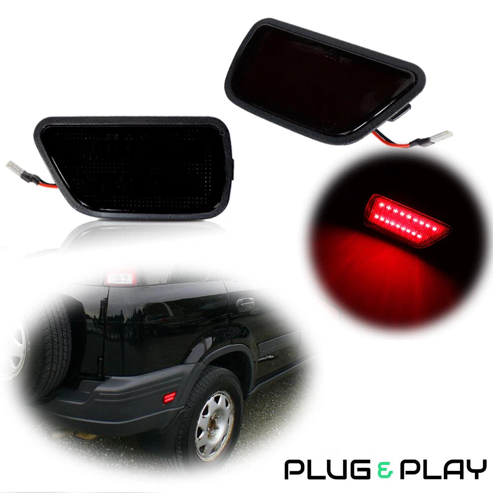 2X Smoked Red LED Rear Bumper Side Marker Lamps for Honda CR-V (1997–2001)