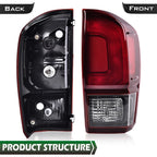 Set of 2 Red/Black Rear Tail Lights for Toyota Tacoma (2016–2022)