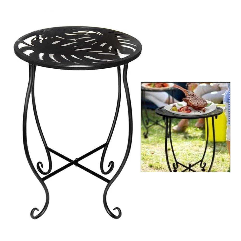Set of 2 Elegant Metal Side Tables for Outdoor Decor (8 Inch Round)