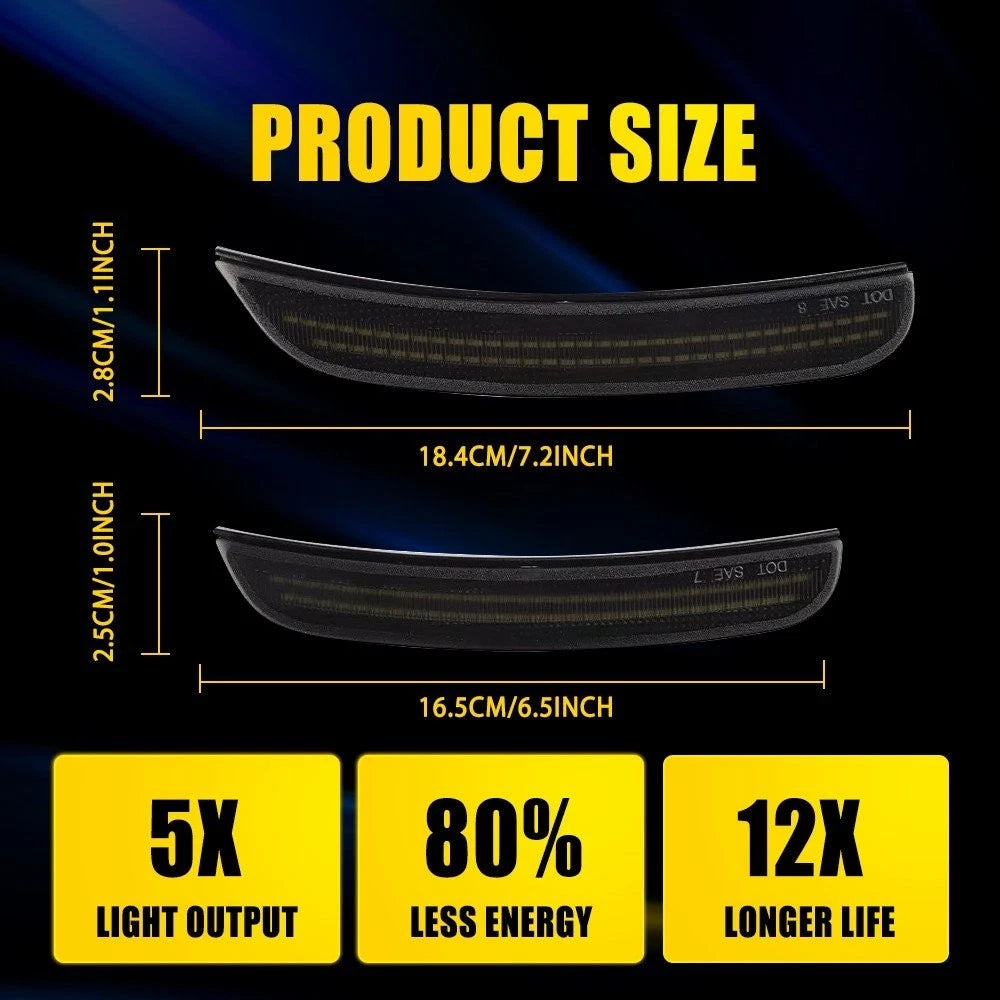 Set of 4 Smoke Blue LED Side Marker Lights for Dodge Challenger (2015–2023)