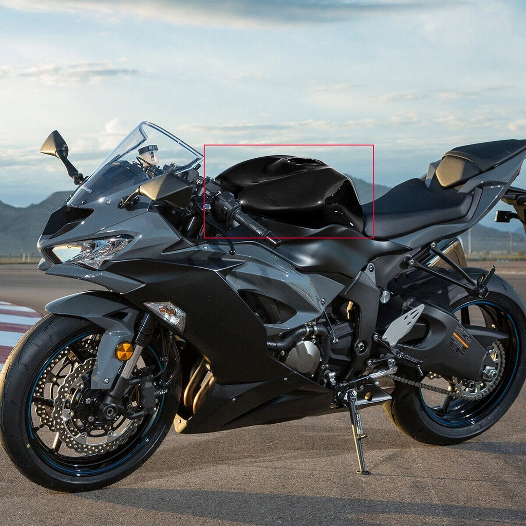 Glossy Black Gas Fuel Tank Cover for Kawasaki Ninja ZX6R (2019–2023)