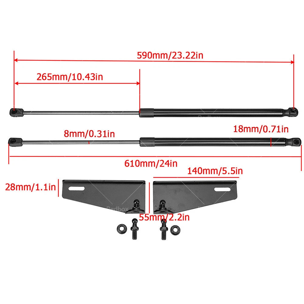 2X Hood Shock Strut for Isuzu D-Max (2020–2022)