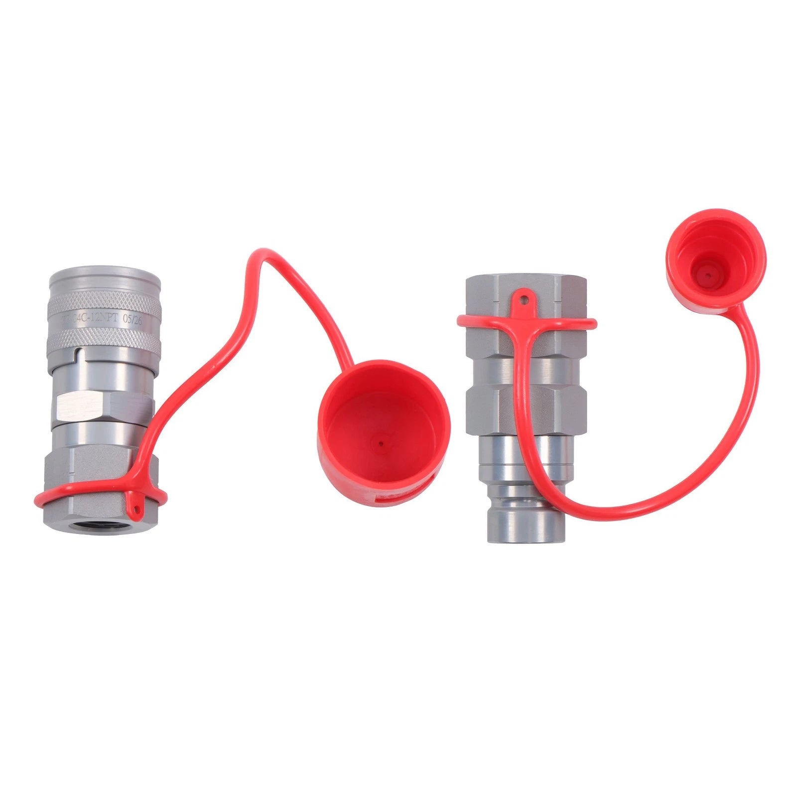 1/2" NPT Flat Face Hydraulic Quick Coupler Set for Skid Steer (Heavy Equipment)