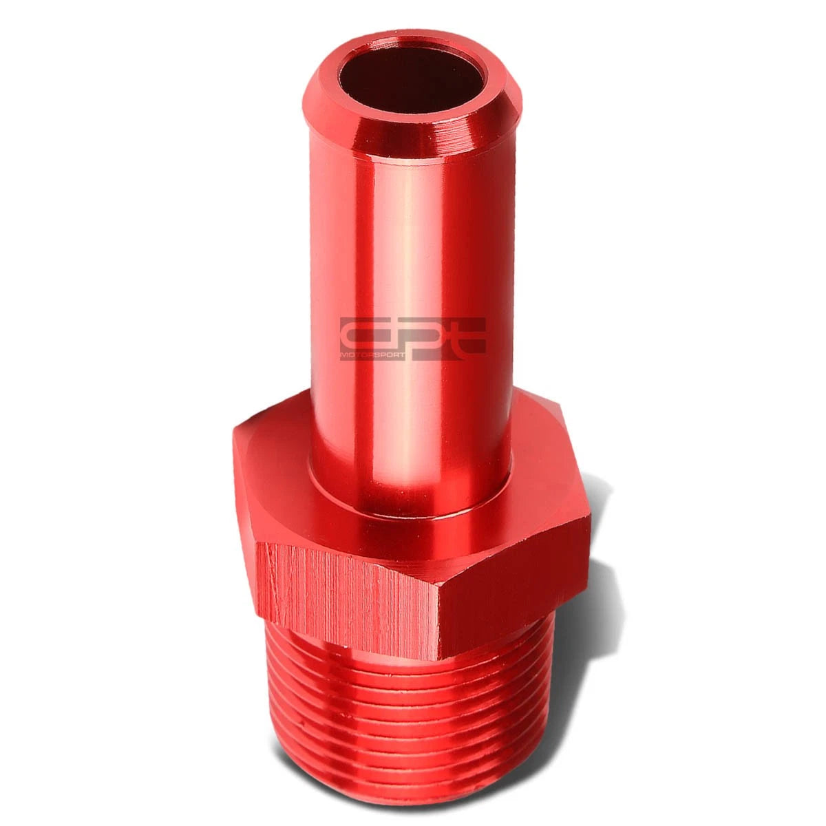 3/4" NPT Male Straight to 3/4" Hose Barb Nipple Fitting - Red Aluminum