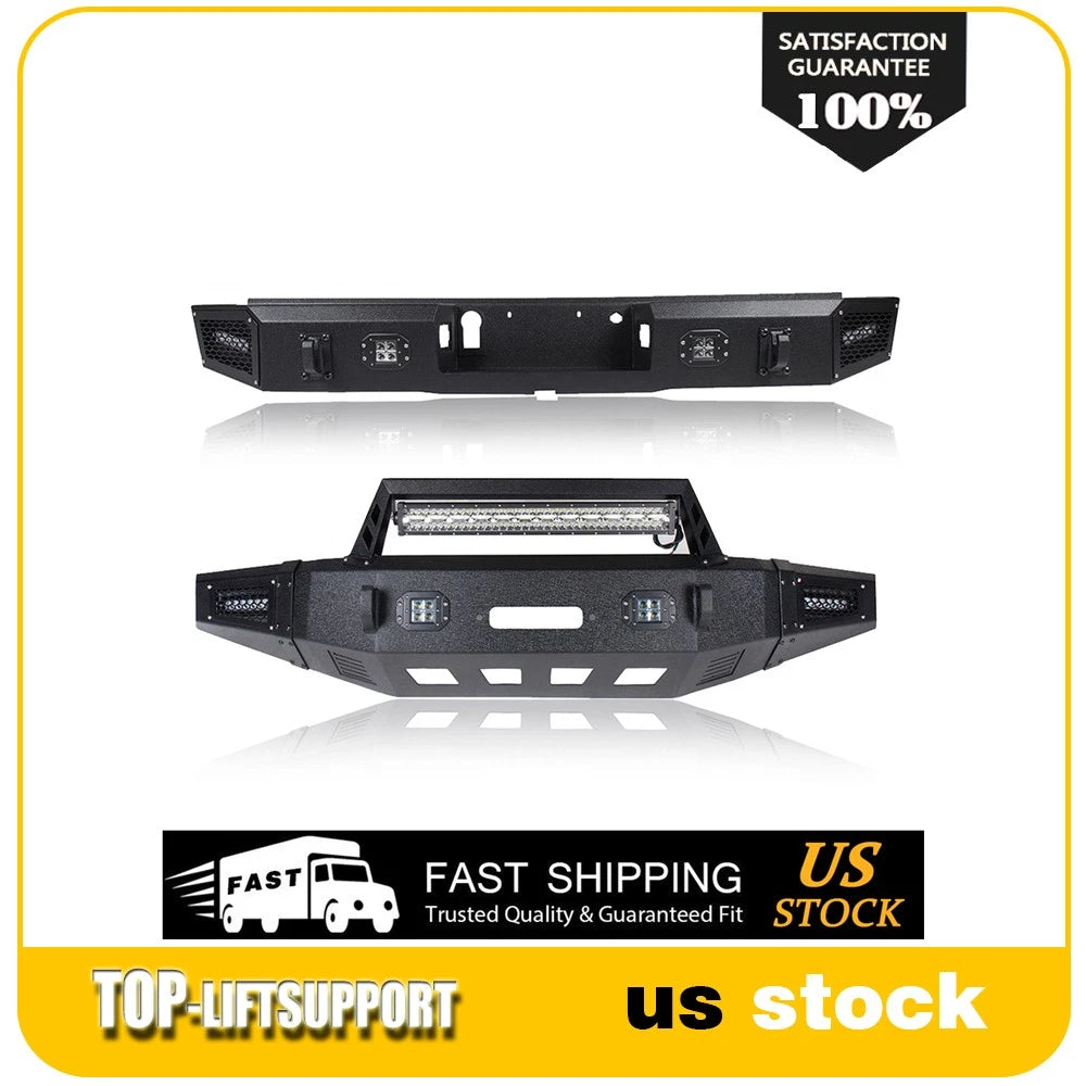 Front/Rear Bumper for Ford F150 (2015–2020) Steel Guard with LED Winch Plate