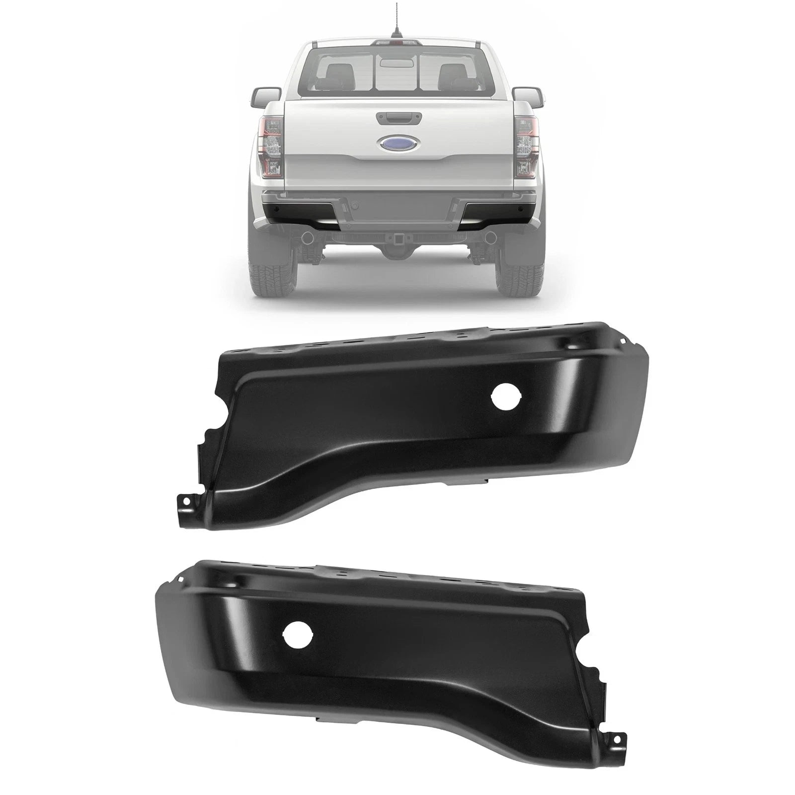 Set of 2 Chrome Rear Bumper End Caps for Ford Ranger (2019–2023)