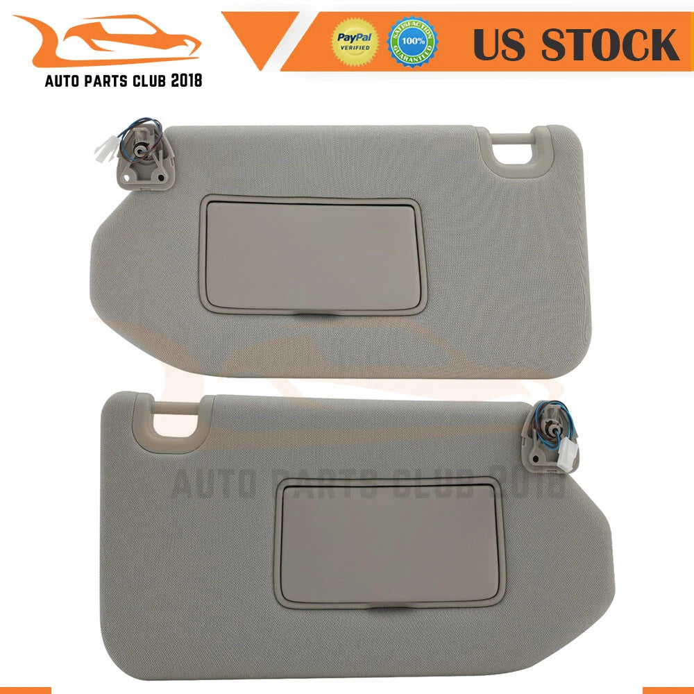 Set of 2 Gray Sun Visors with Lamp for Infiniti JX35 QX60 Pathfinder (2013–2017)
