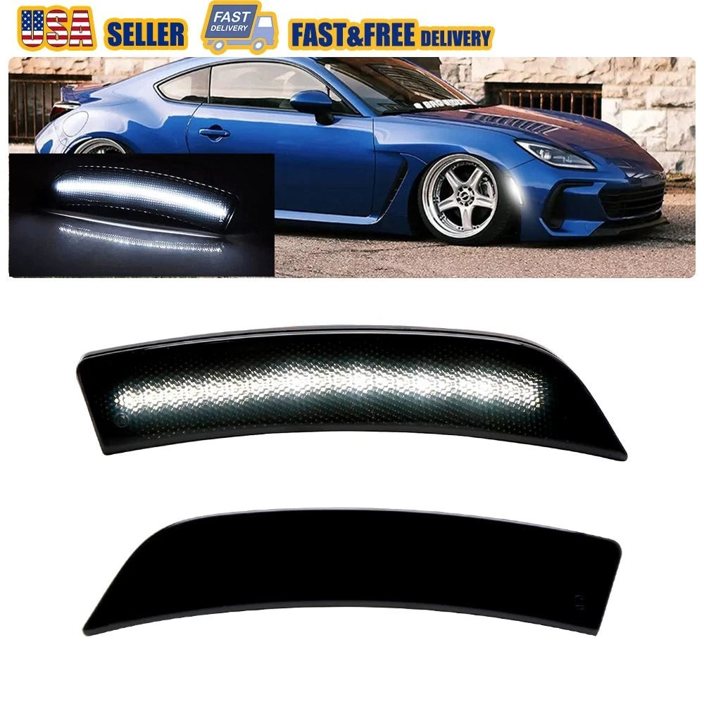 2X Smoked Lens White Full LED Side Marker Lights for Subaru BRZ, Toyota GR86 (2022–2023)