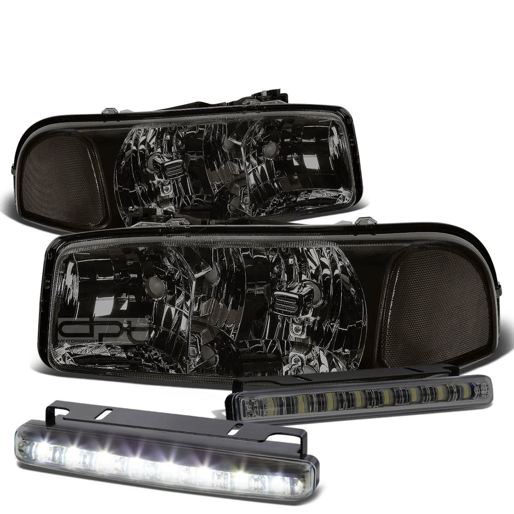 Smoked Housing Headlights + Clear Corners + LED Fog Light Kit for GMC Sierra/Yukon (1999–2006)