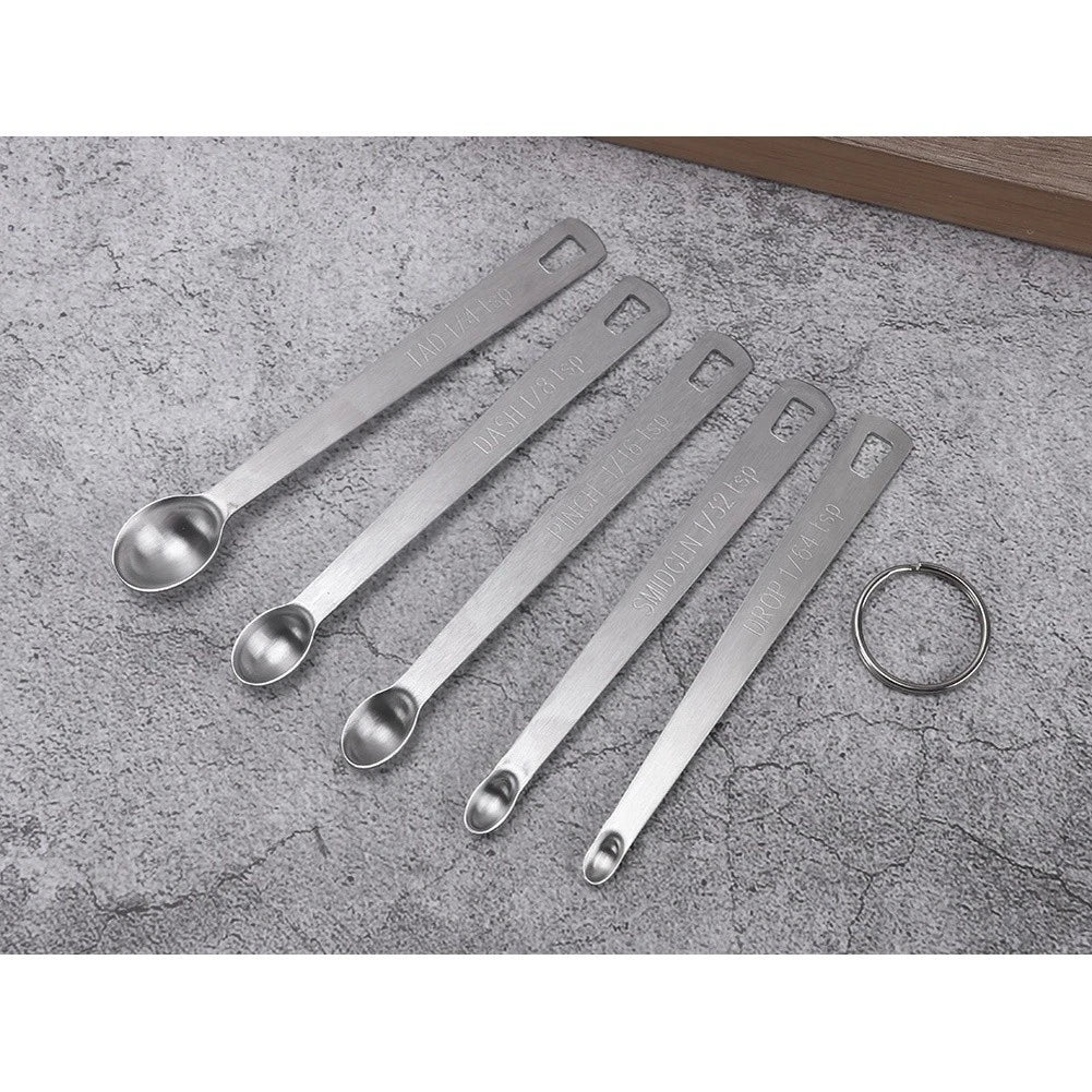 Set of 5 Stainless Steel Measuring Spoons for Kitchen Tools