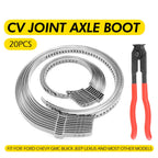 Set of 20 Adjustable Axle CV Joint Boot Clamps for Universal Use