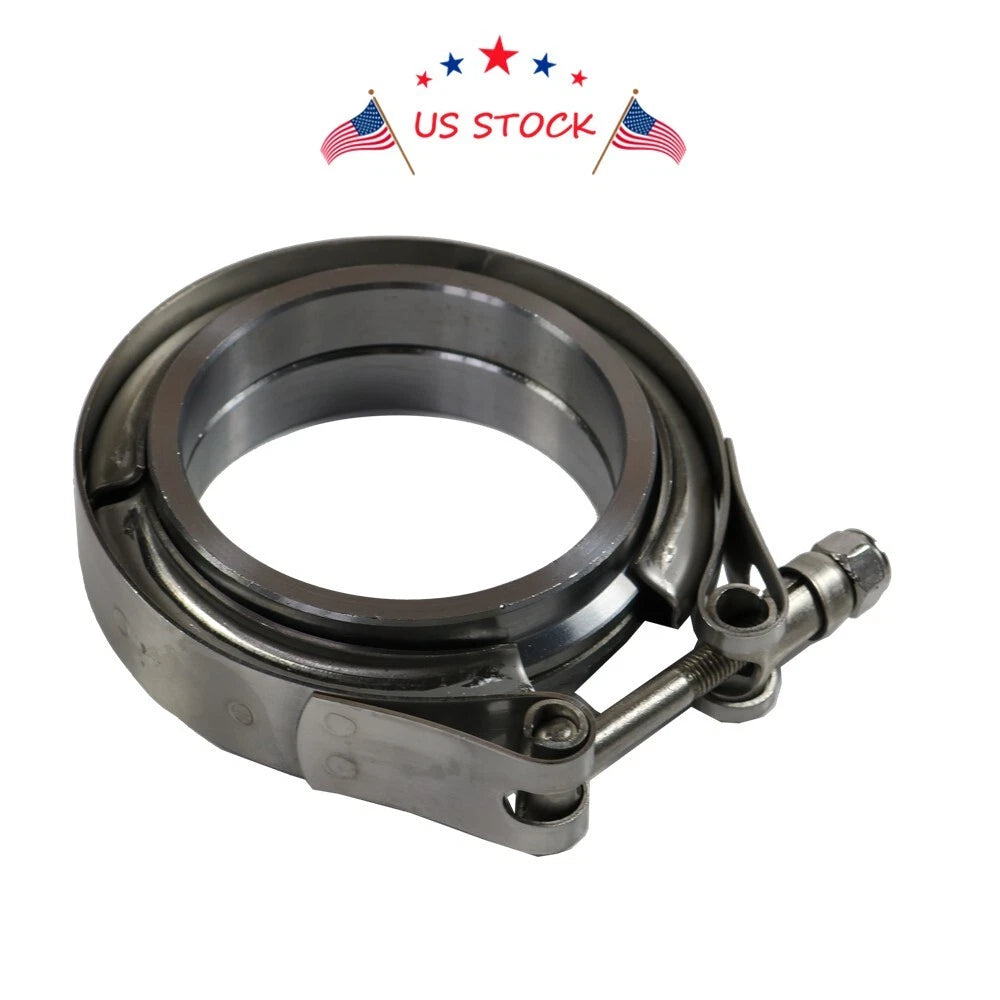 Set of 4 Stainless Steel V-Band Flanges and Clamps for Turbo Exhaust Downpipes