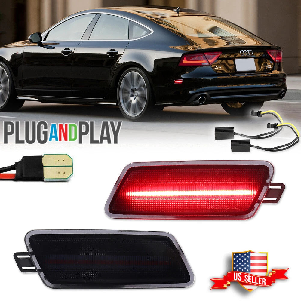 2X Smoked Red LED Rear Side Marker Lights for Audi A7 S7 RS7 (2012–2018)