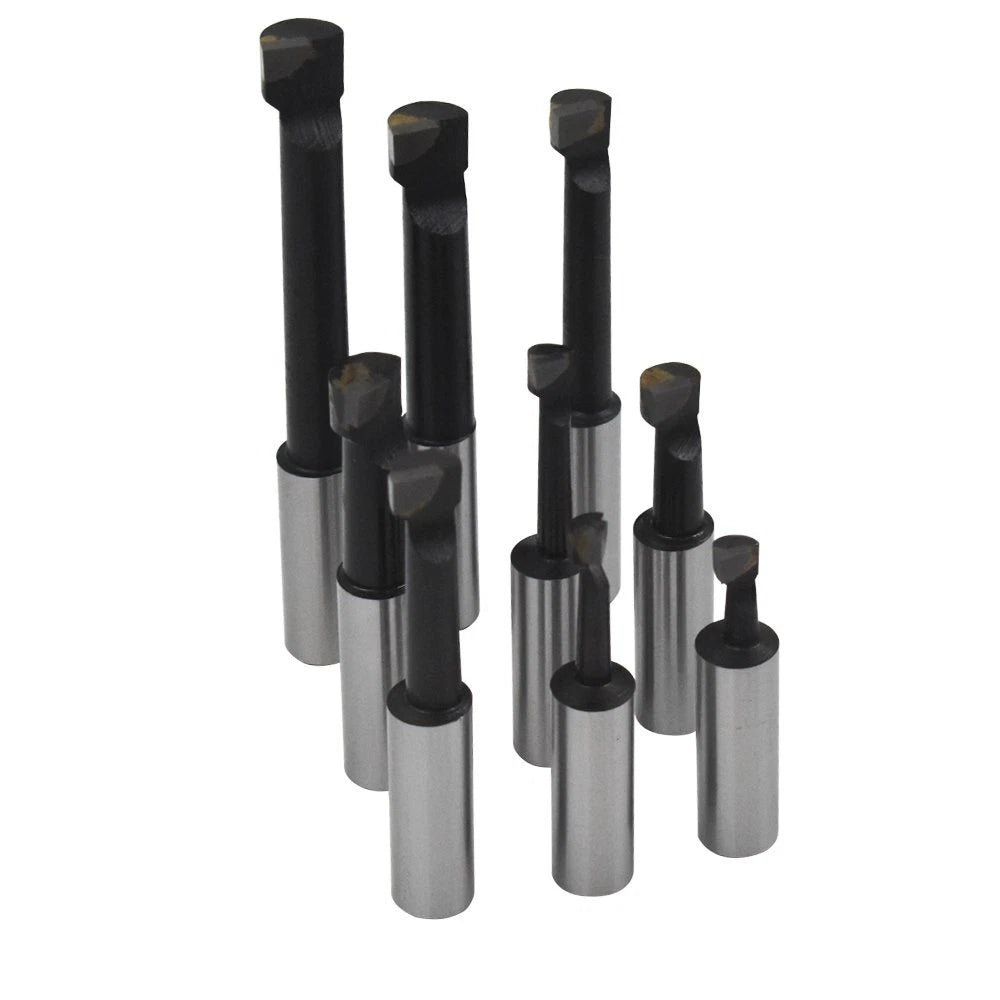 Set of 9 Carbide Tipped Boring Bars for Lathe Tool (1/2" Shank)