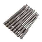 8-Piece Screwdriver Bit Set 60HRC Hardness 75mm Long Alloy Steel Hex Shank