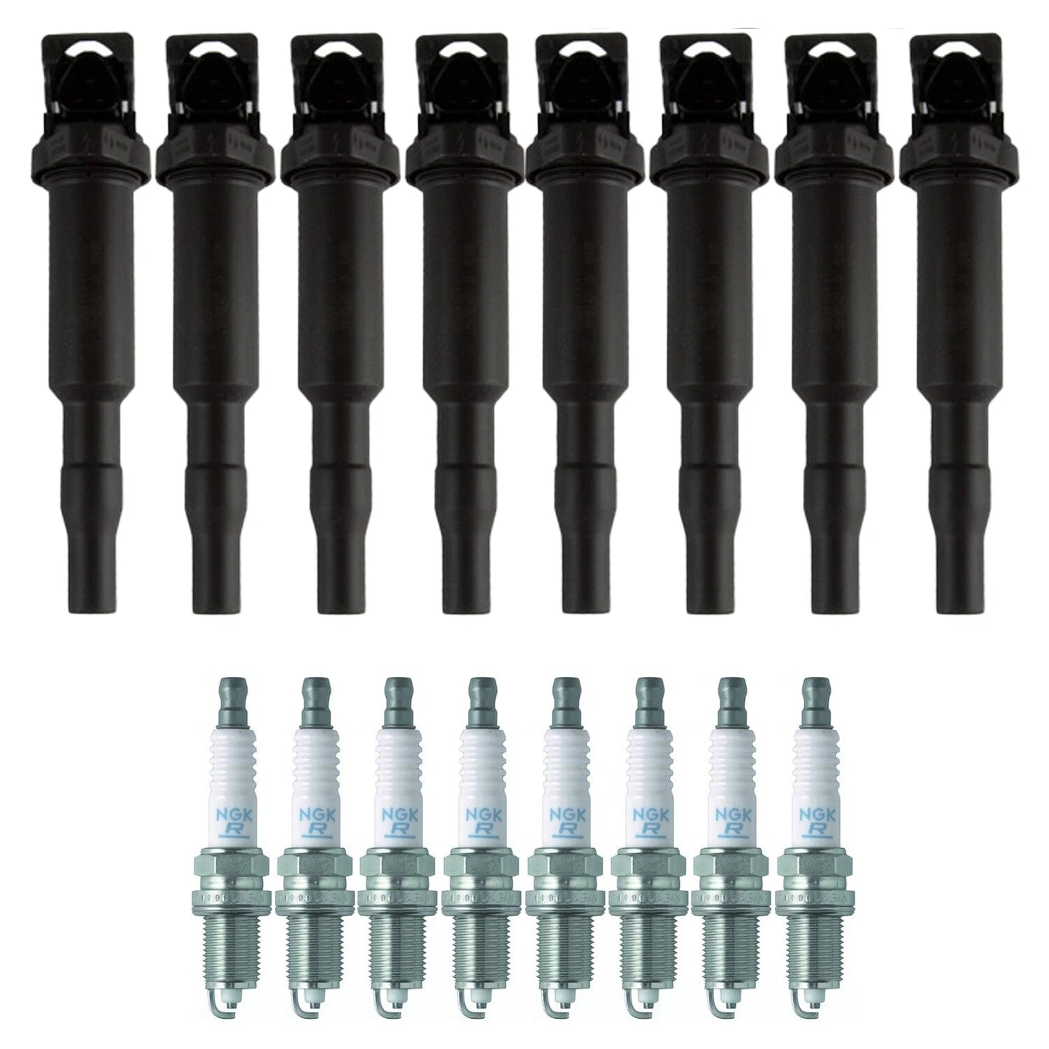 Set of 8 Ignition Coils & NGK V-Power Spark Plugs for BMW E70 X5 4.8 V8 (2007–2010)