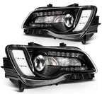 2X Headlights with Bulbs for Chrysler 300 (2015–2023) Black