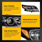 Headlight Assembly for Chevy Malibu (2013–2015) Black Housing with Bulbs