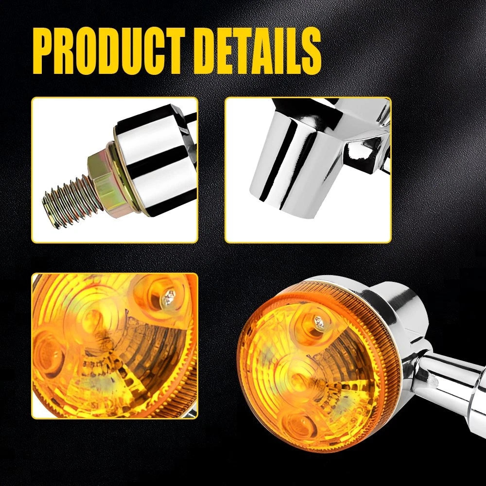 Set of 4 Chrome Motorcycle Turn Signal Bullet Blinker Lights for Motorcycles
