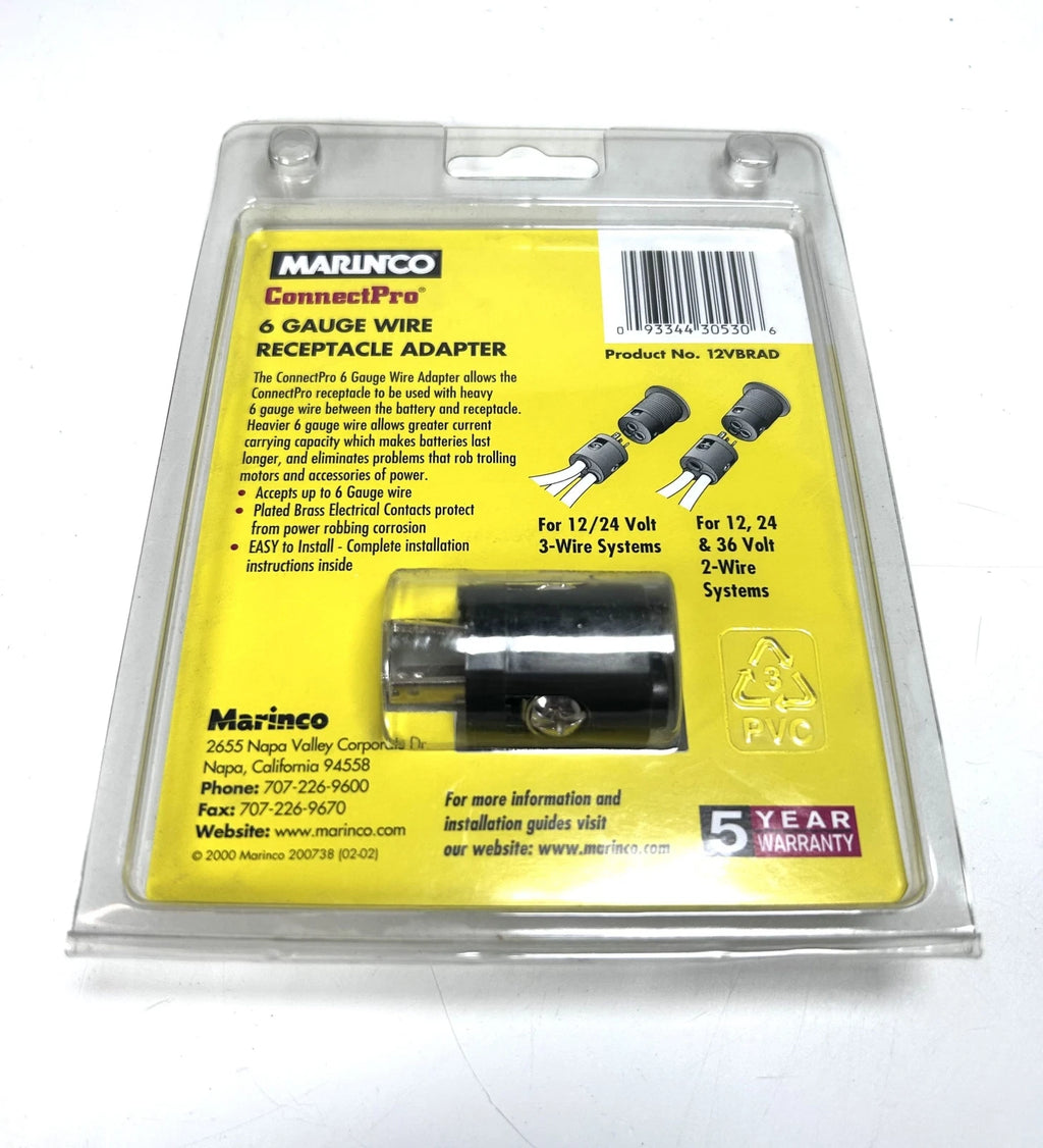 Marinco 12VBRAD Connect Pro 6 Gauge Wire Receptacle Adapter for 12V (2010–2023)
