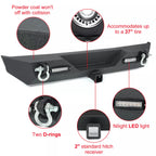 Powder Coated Front & Rear Bumper w/ D-Rings for Jeep Wrangler TJ YJ (1987–2006)