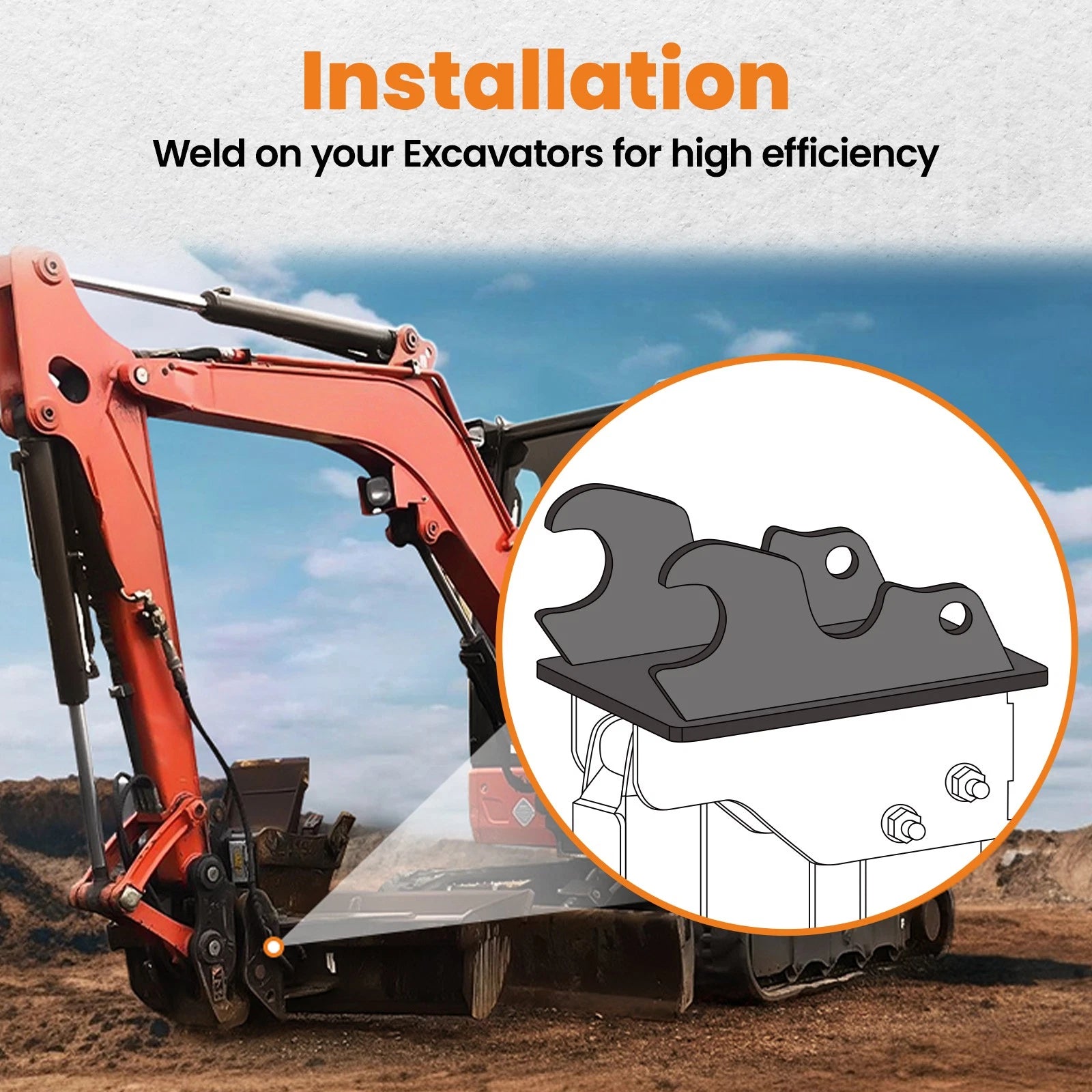 Quick Attach Bucket Ears for Kubota KX040 KX71 KX91 KX121 KX033 U35 (2010–2023)