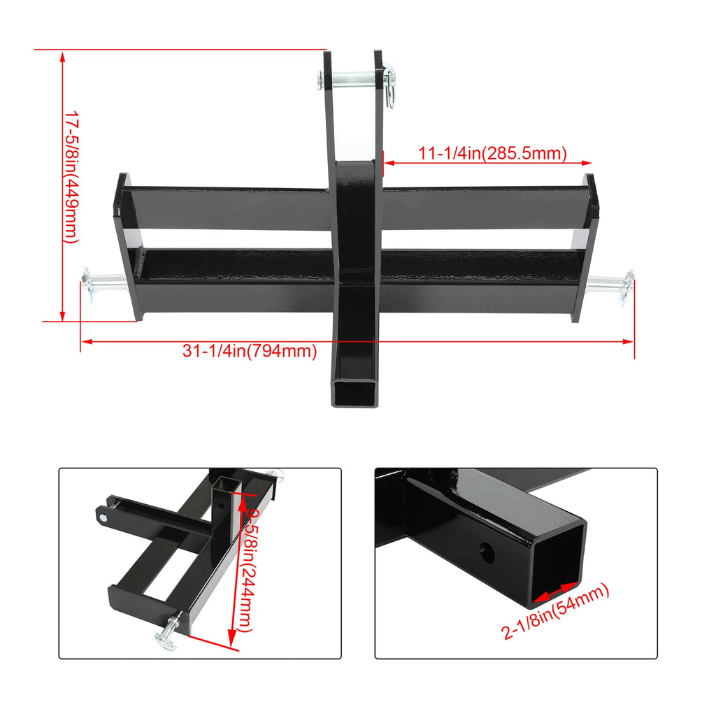 3 Point 2" Receiver Hitch Drawbar with Suitcase Weight Bracket for CAT Tractors