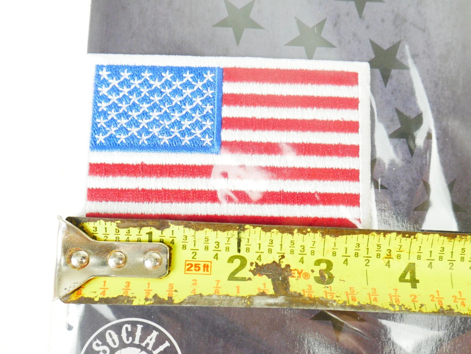 Embroidered American Motorcycle Patch Iron-On White Border USA