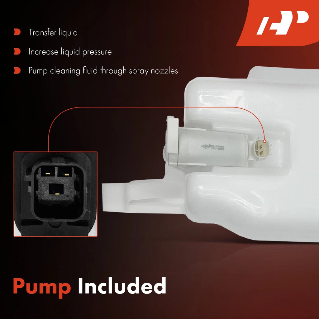 Windshield Washer Reservoir Tank with Cap & Pump for Nissan Versa (2007–2019)