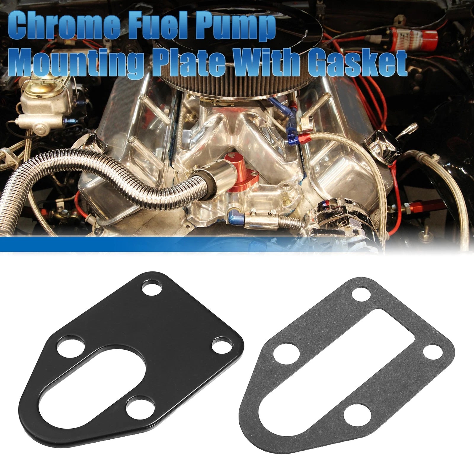 Set of 1 Fuel Pump Mounting Plate with Gasket for Chevy SBC 283 327 (1964–1986)