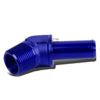 3/4" NPT Male 45 Degree to 3/4" Hose Barb Nipple Blue Aluminum Fitting