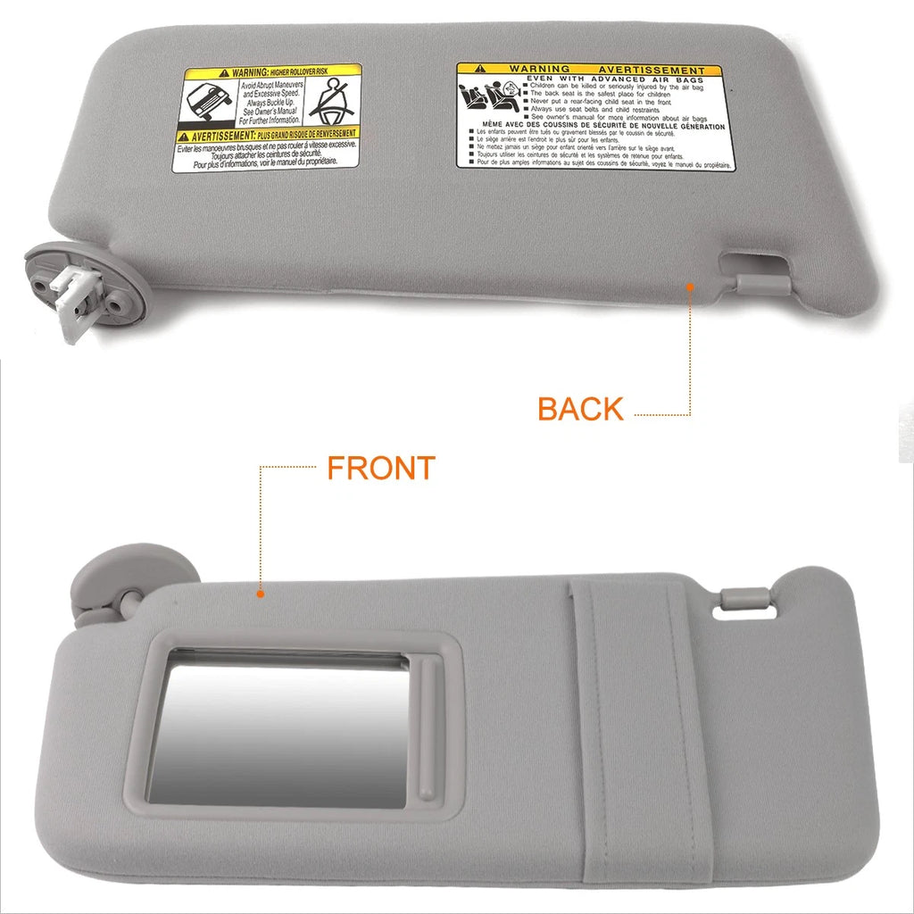 Driver Side Sun Visor for Toyota Venza (2009–2016) OE Style with Mirror Grey